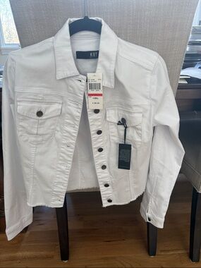 Kut from the Kloth Crisp White Cropped Denim Jacket